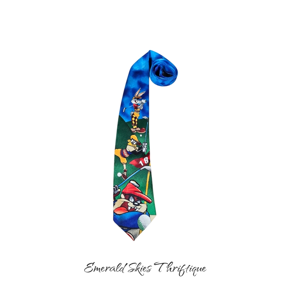 Looney Tunes Golfing Theme Neck Tie Taz Bugs Daffy.